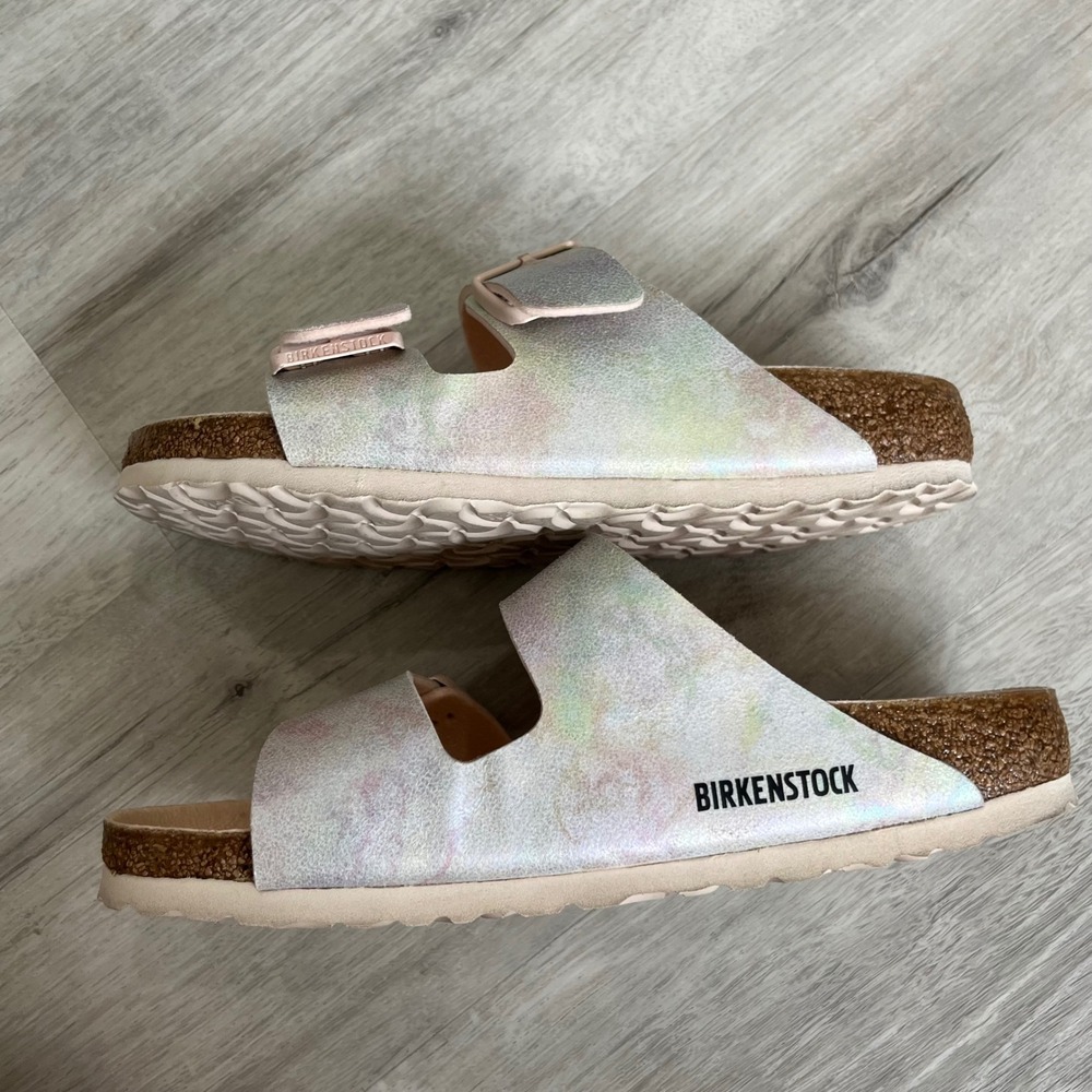 Birkenstock Arizona Iridescent Sandals Shoes Microfiber Vegan Support Comfort 38 - Picture 5 of 10